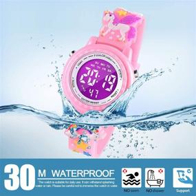 img 1 attached to 🎁 VAPCUFF 3D Cartoon Waterproof Kids Watches with Alarm - Perfect Gifts for Girls Age 3-10, A Must-Have Toy!