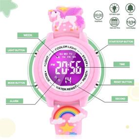 img 3 attached to 🎁 VAPCUFF 3D Cartoon Waterproof Kids Watches with Alarm - Perfect Gifts for Girls Age 3-10, A Must-Have Toy!