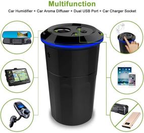 img 3 attached to 🚗✨ Gulaki Car Diffuser Essential Oils - Multifunction Cool Mist Car Humidifier with USB Ports and Car Charger Socket (Black): Enhance your driving experience with refreshing scents and convenient charging options