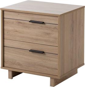 img 3 attached to 🌳 South Shore Fynn 2-Drawer Nightstand: Rustic Oak, Contemporary Design for Stylish Bedroom Décor