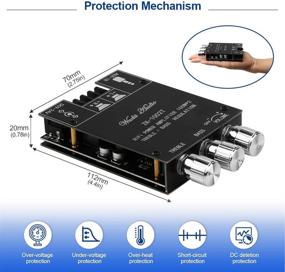 img 1 attached to 🔊 Premium 100W+100W Bluetooth Subwoofer Audio Amplifier Board - Treble and Bass Control, BT and AUX Inputs - DC 9-24V - 2.0 Channel Stereo AMP Module for DIY Speakers