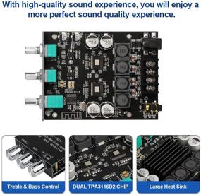 img 2 attached to 🔊 Premium 100W+100W Bluetooth Subwoofer Audio Amplifier Board - Treble and Bass Control, BT and AUX Inputs - DC 9-24V - 2.0 Channel Stereo AMP Module for DIY Speakers