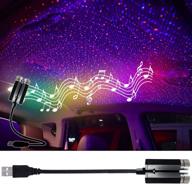 🌟 led star night lights projector: usb-powered, sound activated 3 modes for car or home decor - red/violet blue logo