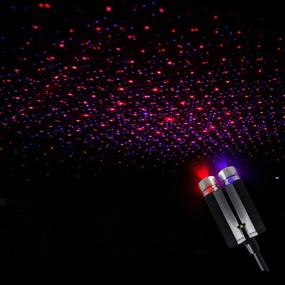 img 2 attached to 🌟 LED Star Night Lights Projector: USB-Powered, Sound Activated 3 Modes for Car or Home Decor - Red/Violet Blue