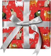 🎁 christmas cat-themed wrapping paper: cats in hats, scarves, and mittens, convenient 2ft x 10ft size, easy-to-store folded paper logo