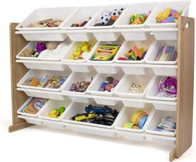 img 3 attached to 🧸 Toy Organizer with 20 Bins for Humble Crew, Natural/White