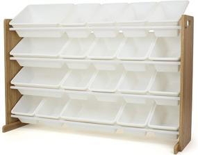 img 4 attached to 🧸 Toy Organizer with 20 Bins for Humble Crew, Natural/White