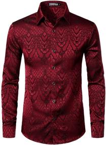 img 4 attached to 👔 ZEROYAA Hipster Jacquard ZLCL32 Burgundy X Large Men's Clothing and Shirts: Stylish Fashion for the Modern Gentleman