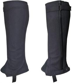 img 1 attached to 🐎 A&amp;H Apparel Unisex Adult Amara Synthetic Equestrian Half Chaps for Enhanced Performance, Black Leather Finish