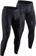 🏋️ enhance performance with devops men's compression pants: 2 pack athletic leggings with convenient pocket option logo