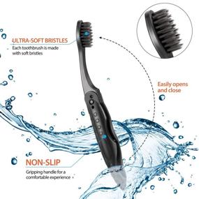 img 1 attached to 🪥 Portable Charcoal Toothbrush: 8 Packs Black, Foldable, Soft Medium Bristles - Ideal for Camping & Travel