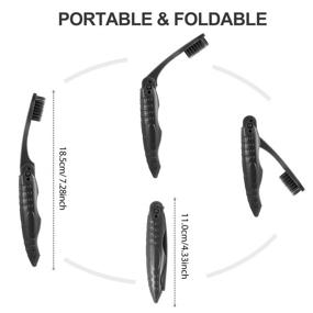 img 2 attached to 🪥 Portable Charcoal Toothbrush: 8 Packs Black, Foldable, Soft Medium Bristles - Ideal for Camping & Travel