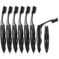 🪥 portable charcoal toothbrush: 8 packs black, foldable, soft medium bristles - ideal for camping & travel logo