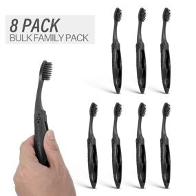 img 3 attached to 🪥 Portable Charcoal Toothbrush: 8 Packs Black, Foldable, Soft Medium Bristles - Ideal for Camping & Travel