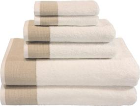 img 2 attached to 🛁 LUXE LUNASIDUS Venice 6-Piece Turkish Combed Cotton Towel Sets: Beige Jacquard Elegance