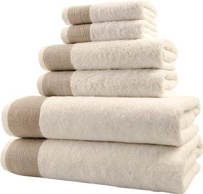 img 3 attached to 🛁 LUXE LUNASIDUS Venice 6-Piece Turkish Combed Cotton Towel Sets: Beige Jacquard Elegance