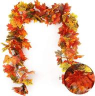 🍁 recutms 2 pack fall maple garland - festive 5.8 ft autumn hanging leaves for home garden wedding party thanksgiving christmas decor logo