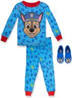 🐾 paw patrol boy's 2 piece pj set with slipper: navy, 100% cotton | toddler boy's size 2t to 5t - top quality sleepwear! logo