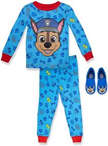 img 3 attached to 🐾 Paw Patrol Boy's 2 Piece PJ Set with Slipper: Navy, 100% Cotton | Toddler Boy's Size 2T to 5T - Top Quality Sleepwear!