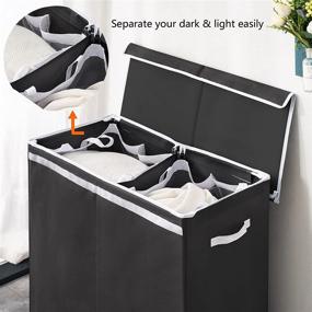 img 2 attached to Fiona's Magic Double Laundry Hamper: Black & Grey, Divided 2-Section Laundry Basket with Lid and Removable Liner Bags for Bedroom, Laundry Room, Bathroom