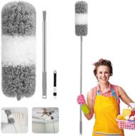 extendable microfiber duster by homga with 100 inch extension pole – bendable & washable dusters for cleaning cobweb, ceiling fan, blind, and car logo
