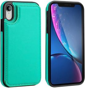 img 3 attached to 📱 Protective iPhone XR Wallet Case with Card Holder | Stylish PU Leather Kickstand & Card Slots | Double Magnetic Clasp & Shockproof Cover | 6.1 Inch (Green)