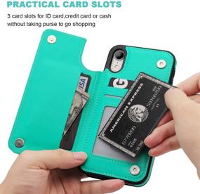 img 2 attached to 📱 Protective iPhone XR Wallet Case with Card Holder | Stylish PU Leather Kickstand & Card Slots | Double Magnetic Clasp & Shockproof Cover | 6.1 Inch (Green)