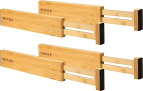 img 4 attached to 🗄️ Organize with Secura Bamboo Drawer Dividers: 4-Pack, Adjustable & Expandable 12.0-17.1 inches for Kitchen, Office, Bathroom, Closet, Dresser