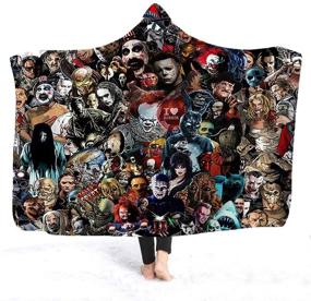 img 4 attached to 🧛 ALZERO Hooded Blanket: Unleash the Horror with Mysterious Character & Gothic Sherpa Fleece, Adult Wearable Microfiber Throw Blanket (78.7x59inch, A)