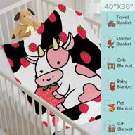 🍓 super soft strawberry cow throw blanket - flannel fleece bedding quilt for couch, sofa, bed - all season 40"x50" - great gift for kids logo