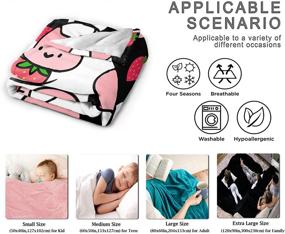 img 1 attached to 🍓 Super Soft Strawberry Cow Throw Blanket - Flannel Fleece Bedding Quilt for Couch, Sofa, Bed - All Season 40"x50" - Great Gift for Kids