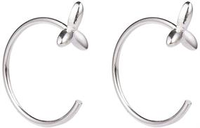 img 4 attached to 🍀 Sterling Silver Clover Half Hoop Earrings: Simple and Stylish Cuff Wrap Huggies for Women, Hypoallergenic and Chic