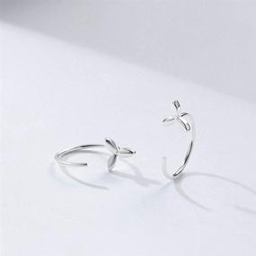 img 1 attached to 🍀 Sterling Silver Clover Half Hoop Earrings: Simple and Stylish Cuff Wrap Huggies for Women, Hypoallergenic and Chic