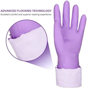 img 1 attached to Dishwashing Cleaning Gloves: Latex-free, Cotton Lining, 2 Pairs (Purple, Large) - Ultimate Kitchen Glove Solution!