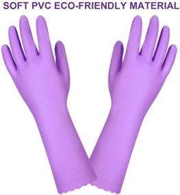 img 2 attached to Dishwashing Cleaning Gloves: Latex-free, Cotton Lining, 2 Pairs (Purple, Large) - Ultimate Kitchen Glove Solution!