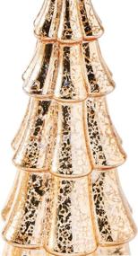 img 1 attached to 🌲 Champagne Gold Mercury Glass Christmas Tree Decoration Set - 3 Assorted Trees with Fairy Lights, 10 Inch Tall – Batteries Included! Perfect Mantle Decor or Holiday Table Centerpiece