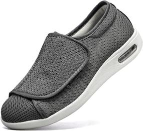 img 4 attached to Lightweight Adjustable Closure Athletic Diabetes Elderly Shoes Big Velcro Adjustable Anti Slip Double Layer Insole Air Cushion Sole Walking Simple Mens