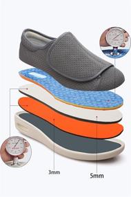 img 3 attached to Lightweight Adjustable Closure Athletic Diabetes Elderly Shoes Big Velcro Adjustable Anti Slip Double Layer Insole Air Cushion Sole Walking Simple Mens
