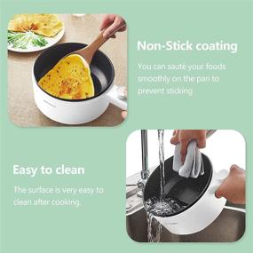 img 1 attached to 🍳 Hytric Electric Hot Pot: Portable 1.5L Nonstick Frying Pan for Stir Fry, Saute, and Roast. Dual Power Control, Multifunction Skillet for Dorms and More - White
