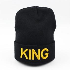 img 3 attached to 👑 2PCS MIUNIKO Fashion King and Queen Skullies Hood Winter Warm Caps – Couple's Sport Beanie Hats