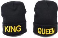 👑 2pcs miuniko fashion king and queen skullies hood winter warm caps – couple's sport beanie hats logo