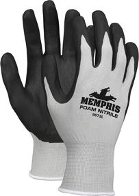 img 1 attached to 🧤 MCR Safety 9673L Memphis Foam Seamless Nylon Knitted Gloves Review: Black Foam Nitrile Dipped Palm, Large Size - 1 Pair