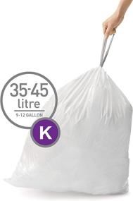 img 1 attached to 🗑️ simplehuman Code K Trash Bags, 35-45 Liter / 9-12 Gallon, White, 20 Count - Custom Fit Drawstring