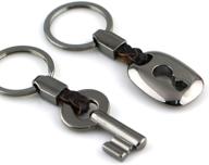 🔒 maycom creative fashion leather couples keychain set - key chain rings with keyrings & locks 83513-1 (gunmetal black) logo