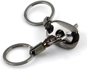 img 1 attached to 🔒 maycom Creative Fashion Leather Couples Keychain Set - Key Chain Rings with Keyrings & Locks 83513-1 (Gunmetal Black)
