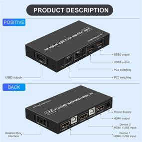 img 3 attached to High-Performance KVM HDMI USB Switch: Share Keyboard, Mouse, and Monitor between 2 Computers at 4K@30Hz Resolution with USB Cable and Switch Button Cable Included