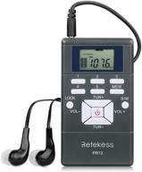 📻 retekess pr13 gray portable fm radio receiver - mini stereo radio with earphone and lock key for walking, jogging, mowing, assisted listening, church, tour guide - aaa battery powered logo