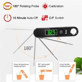 img 3 attached to 🌡️ KCY Ultra Fast Thermocouple Digital Meat Thermometer - Top Waterproof Kitchen Thermometer for Cooking Food, BBQ, Grill, Deep Fry, and Candy (Black)