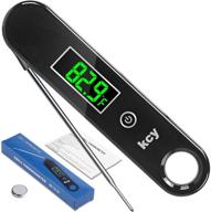 🌡️ kcy ultra fast thermocouple digital meat thermometer - top waterproof kitchen thermometer for cooking food, bbq, grill, deep fry, and candy (black) логотип