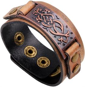 img 4 attached to 🐢 TURTLEDOVE Dara Celtic Knot Bracelet - Adjustable Viking Bracelet with Vintage Totem - Metal and Leather Bracelet for Enhanced SEO